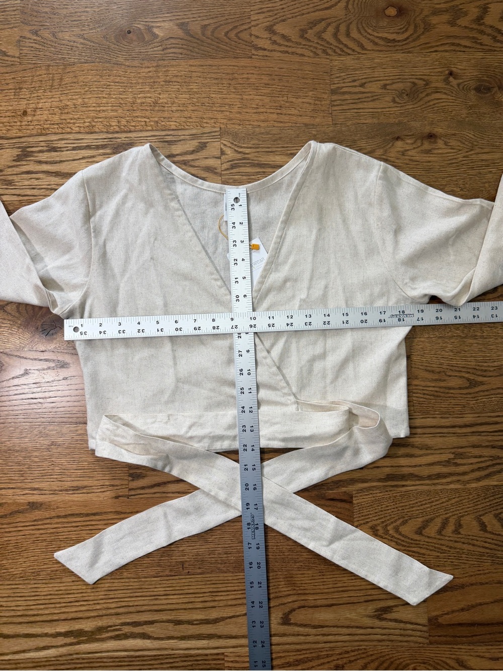 BALIAWEAR Cream Wrap Top with Waist Tie - Picture 2 of 7